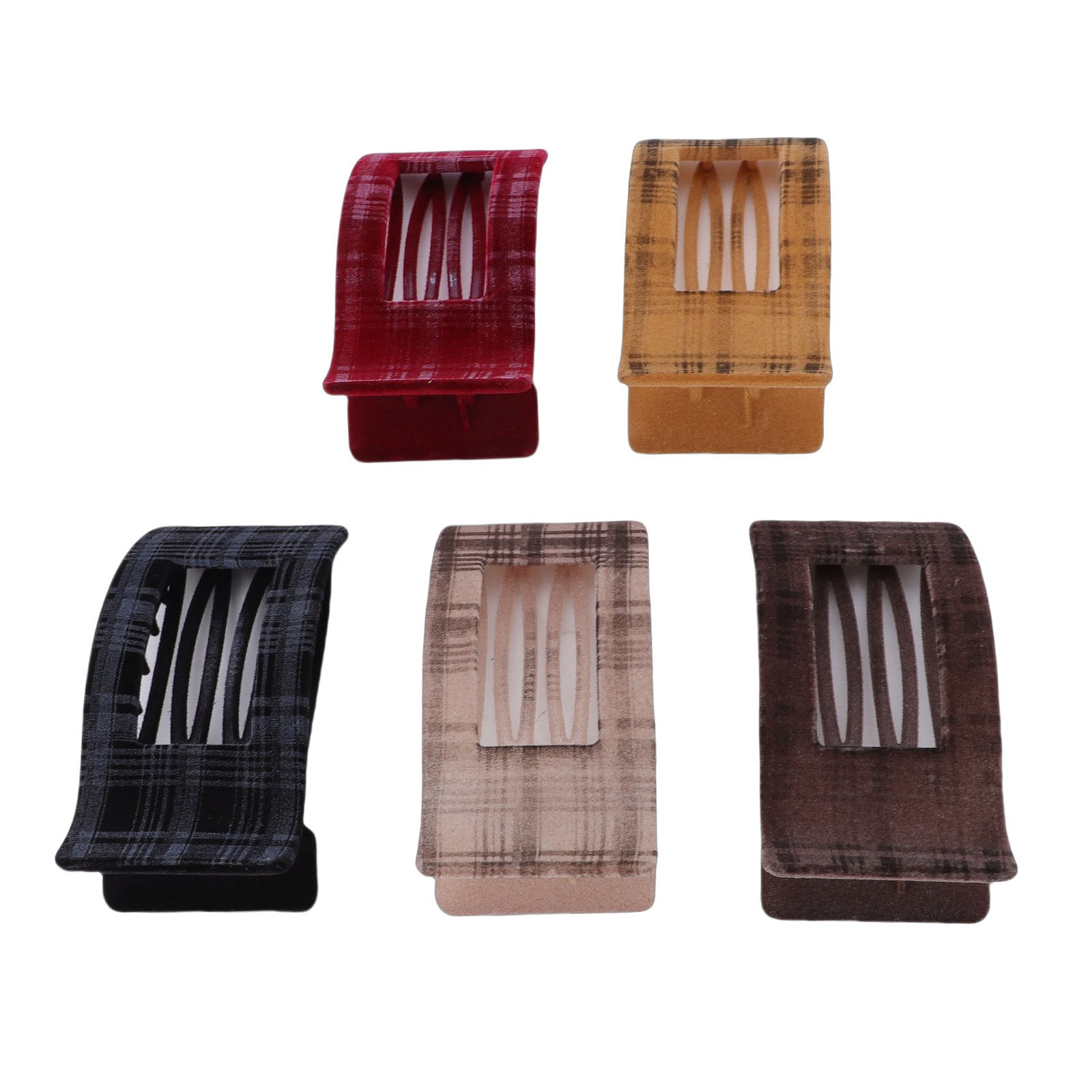 5 Pack Elegant Stylish Large Flat Hair Clips For Women Black Red Brown