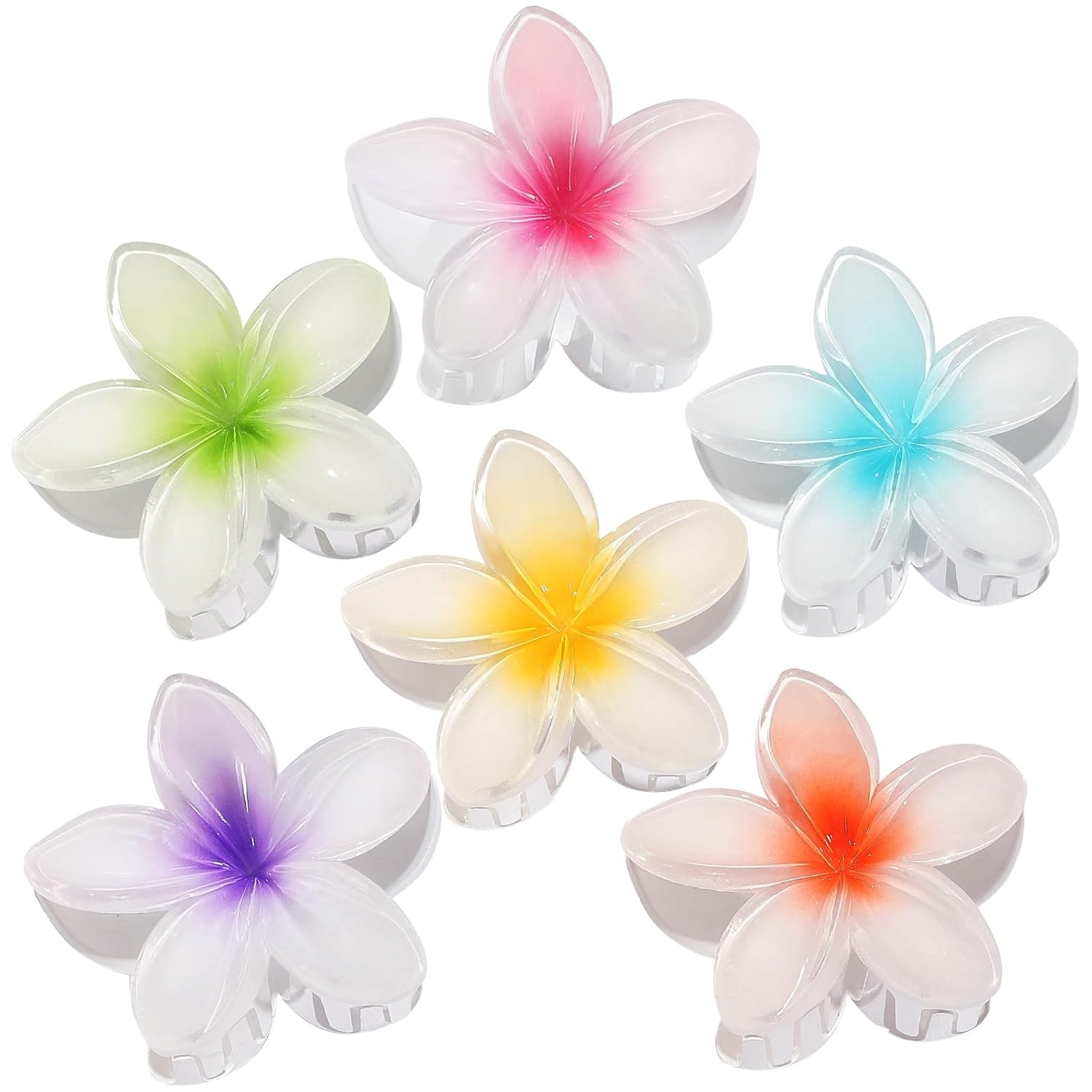 Flower Hair Clips 6 PCS Hawaiian Claw Clips for Vacation Hibiscus Hair Claw Clip