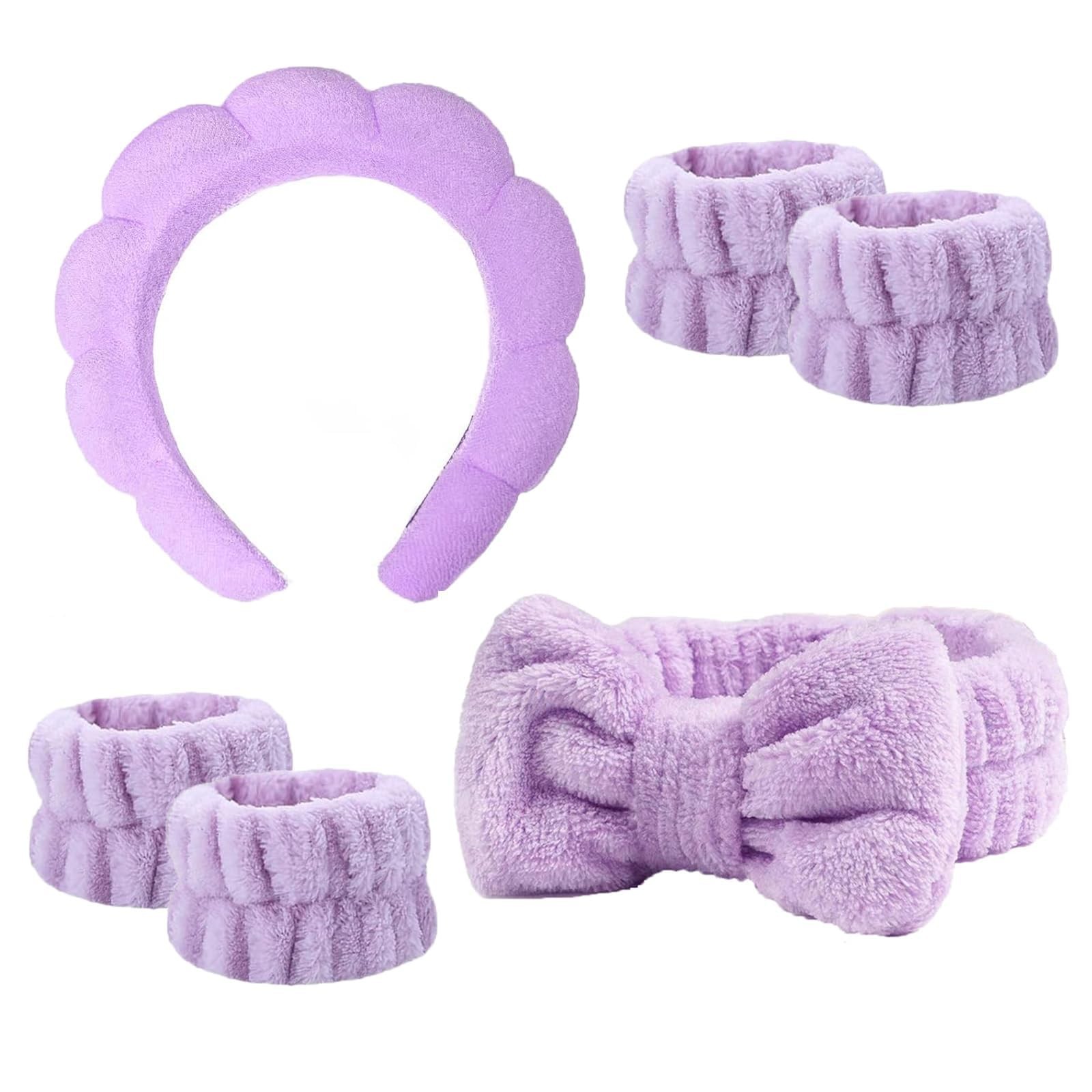 6 Pcs Elastic Microfiber Spa Headband Set for – Makeup, Skincare, Wash Wristb…