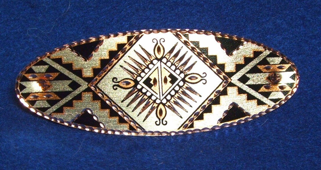 Barrette Cut Copper 3.5×1.25″ Southwestern Design French clip FREE SHIPPING HR16