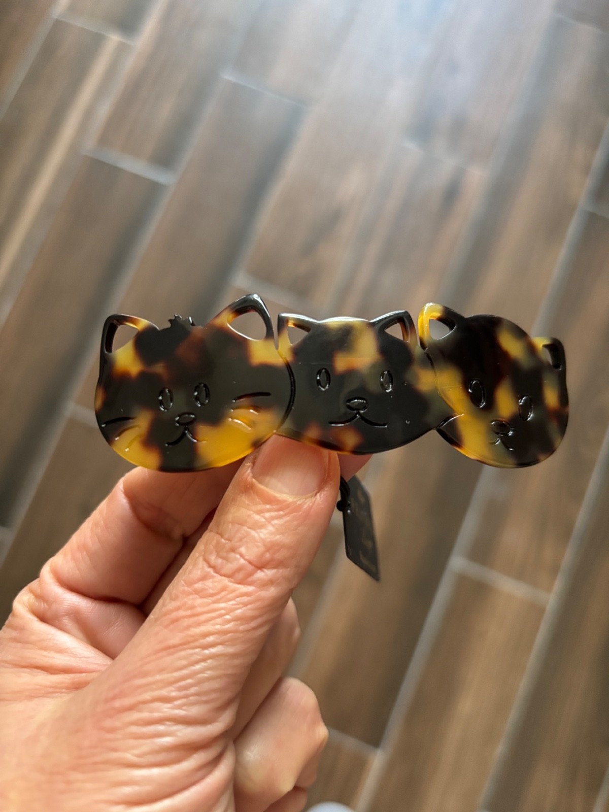 France Luxe Cat Trio Barrette Hair Clip Tokyo Brown Black Kitties