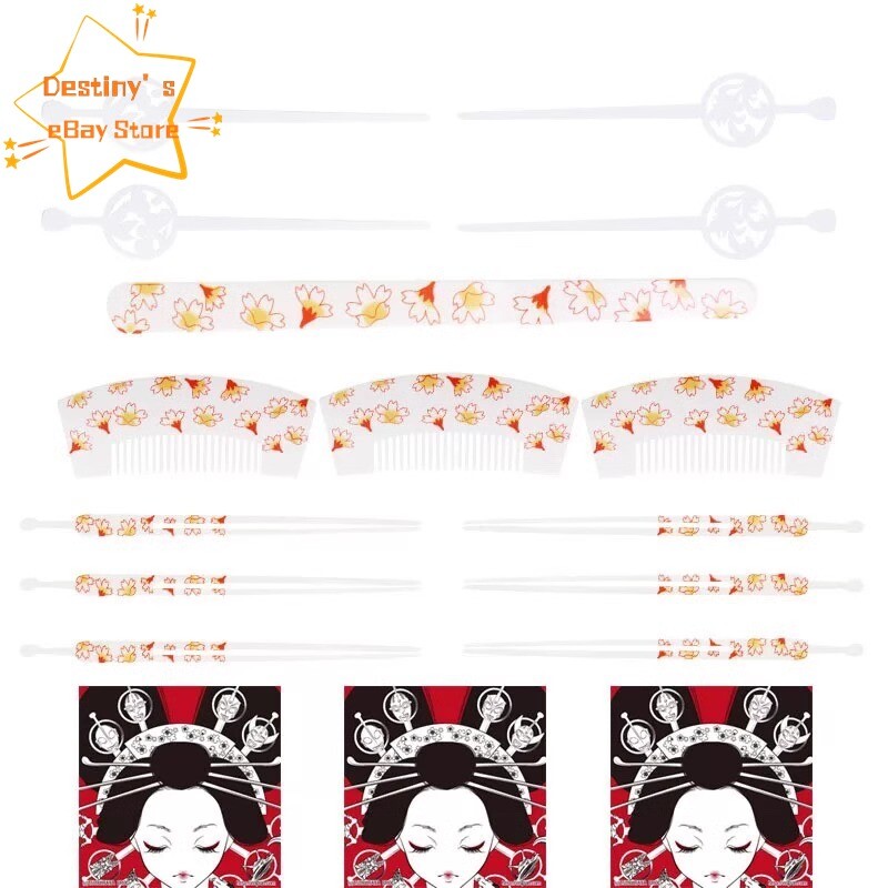 Japan KANZASHI Comb Headwear KYOTO KIMONO Geisha Acrylic Hairpin Vintage Gift