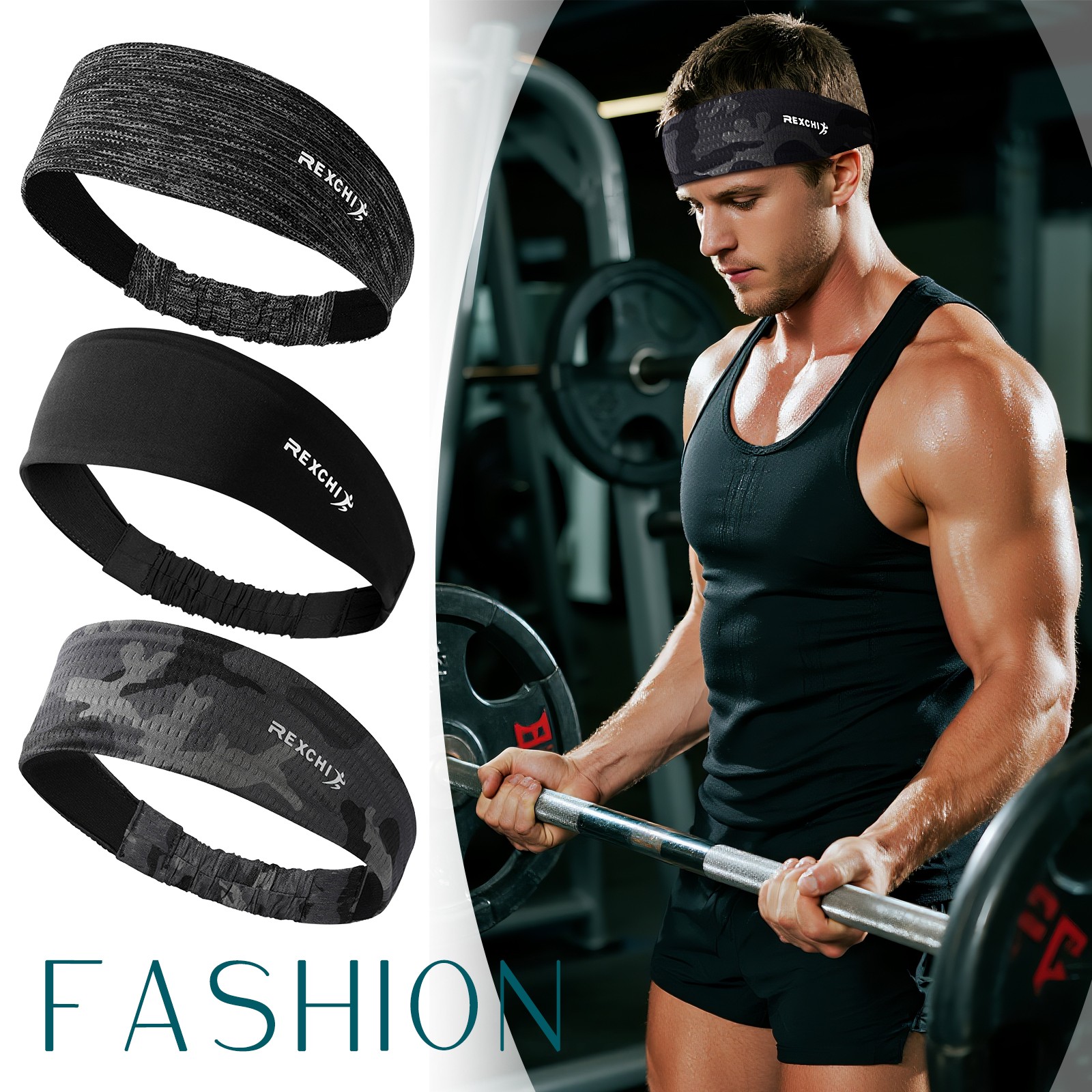 3pcs Men’s Women’s Elastic Absorbent Sweatbands Anti-Slip Wide Sports Headbands
