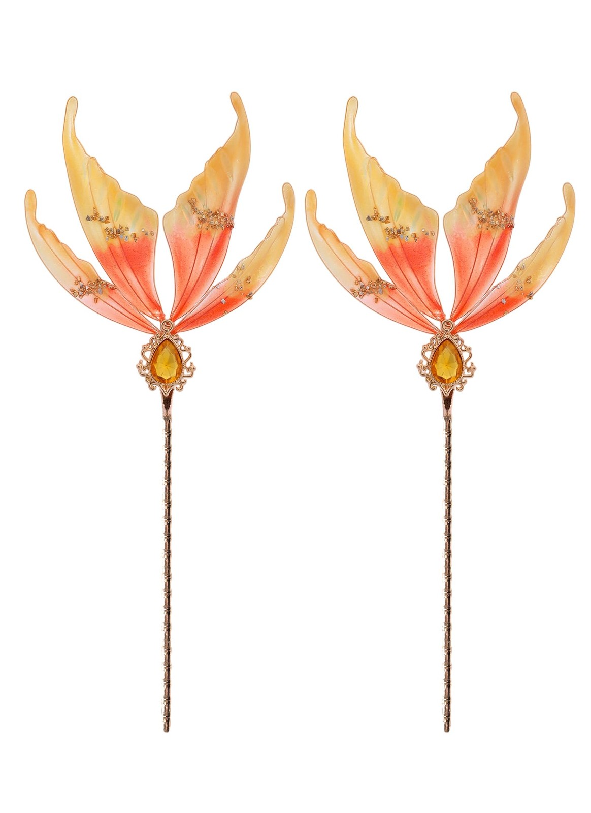 Renaissance Accessories Hiar Sticks – 2 Pcs Yellow Fairy Wings Hair Pins Elf …