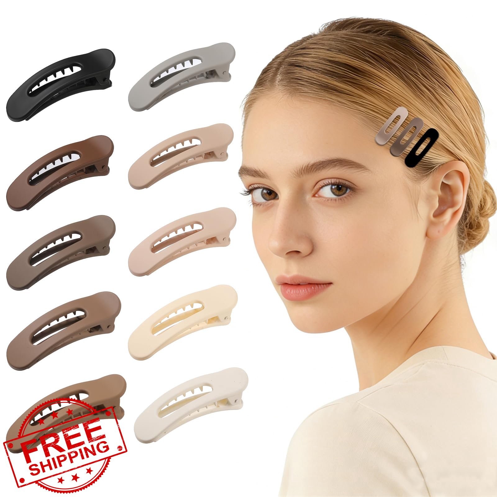 Lahnie 10pk Small Matte Thin Hair Clips Neutral