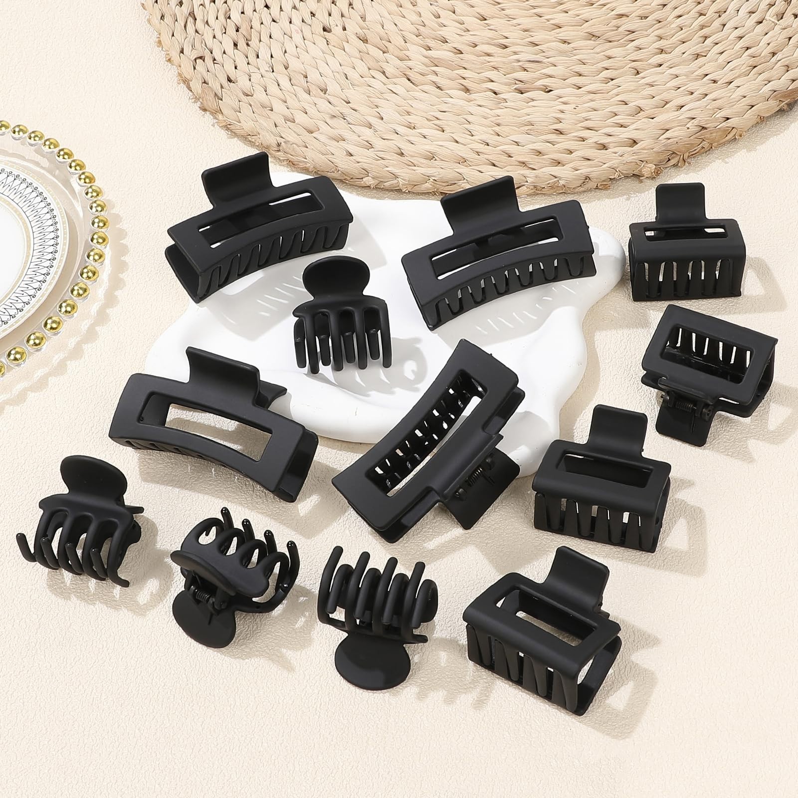 12 Pcs Hair Claw Clips Set – Small, Medium, Large Hair Accessories for All Hair