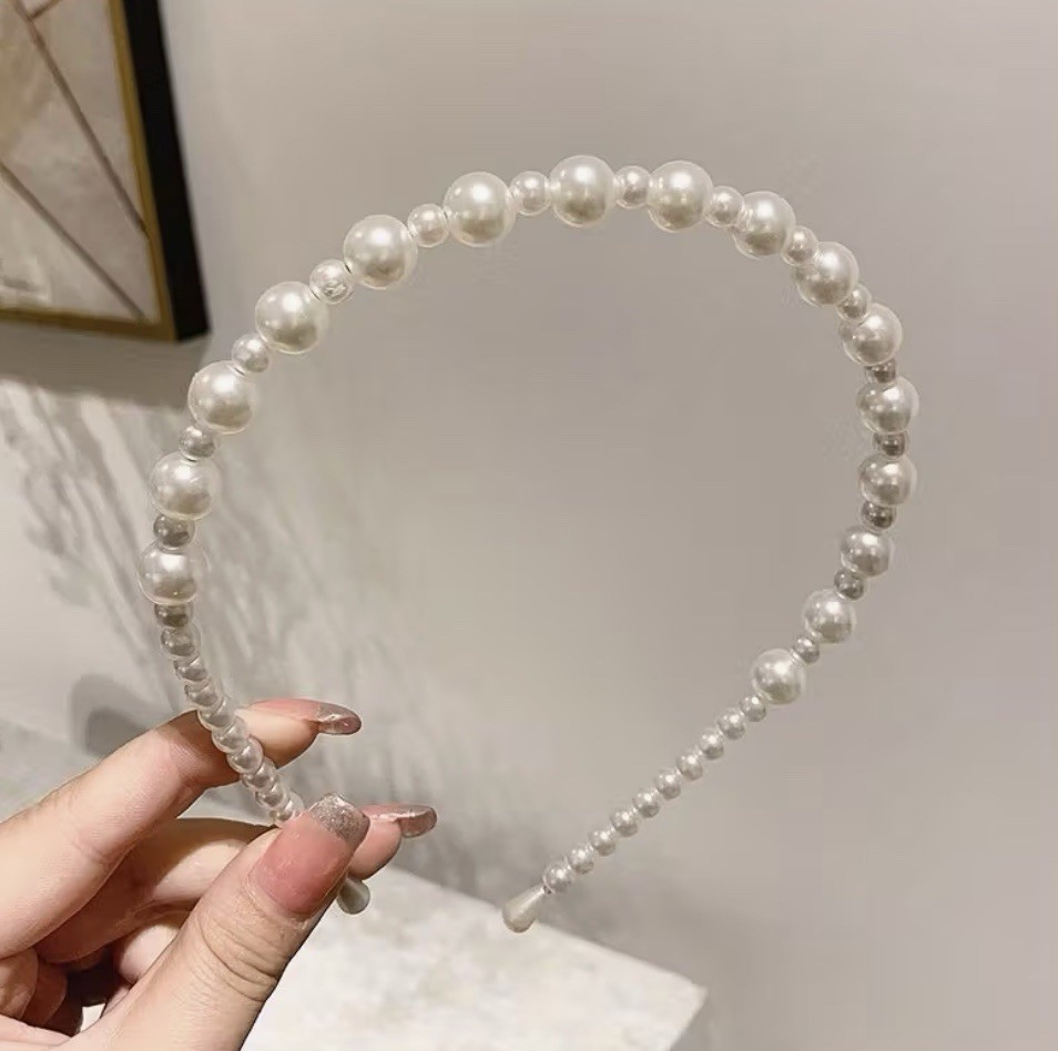 Pearl Headband Beaded Embellished Elegant Thin Headband Hair Accessory