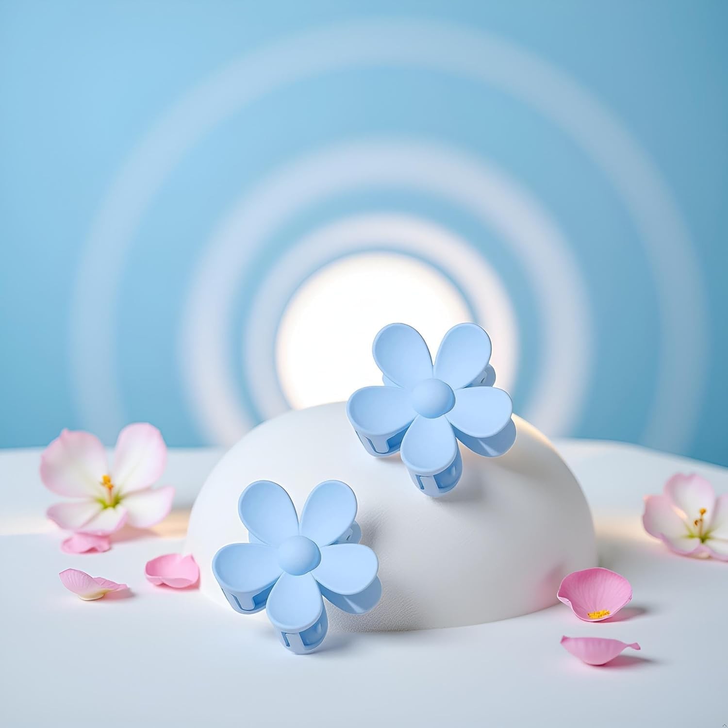 2Pcs Floral Hair Clip, Blue – Large Cute Claw 1 Count (Pack of 1),