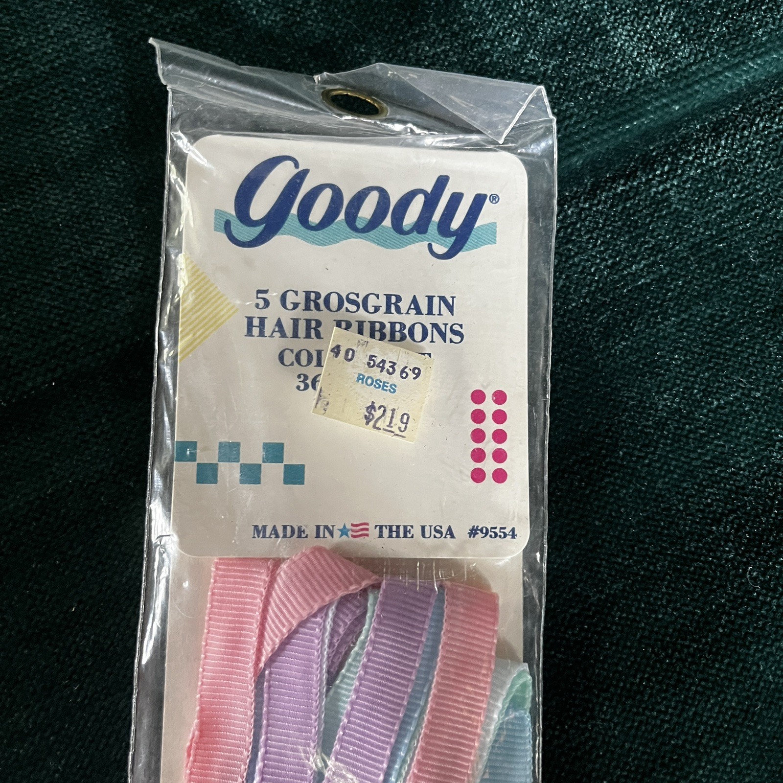 VTG GOODY Deadstock 5 Grosgrain Hair Ribbons Colorfast 36″ Each 9554 1989 USA