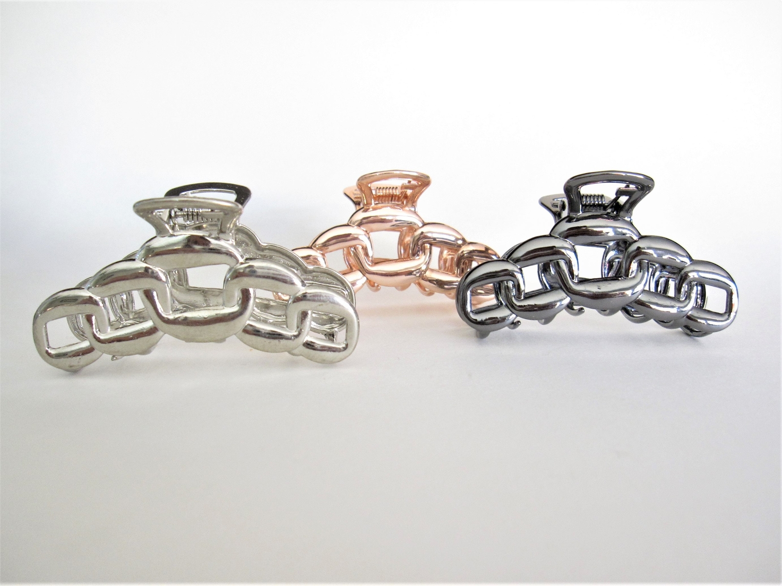 Rose gold or silver metal chain link hair claw clip jaw clip