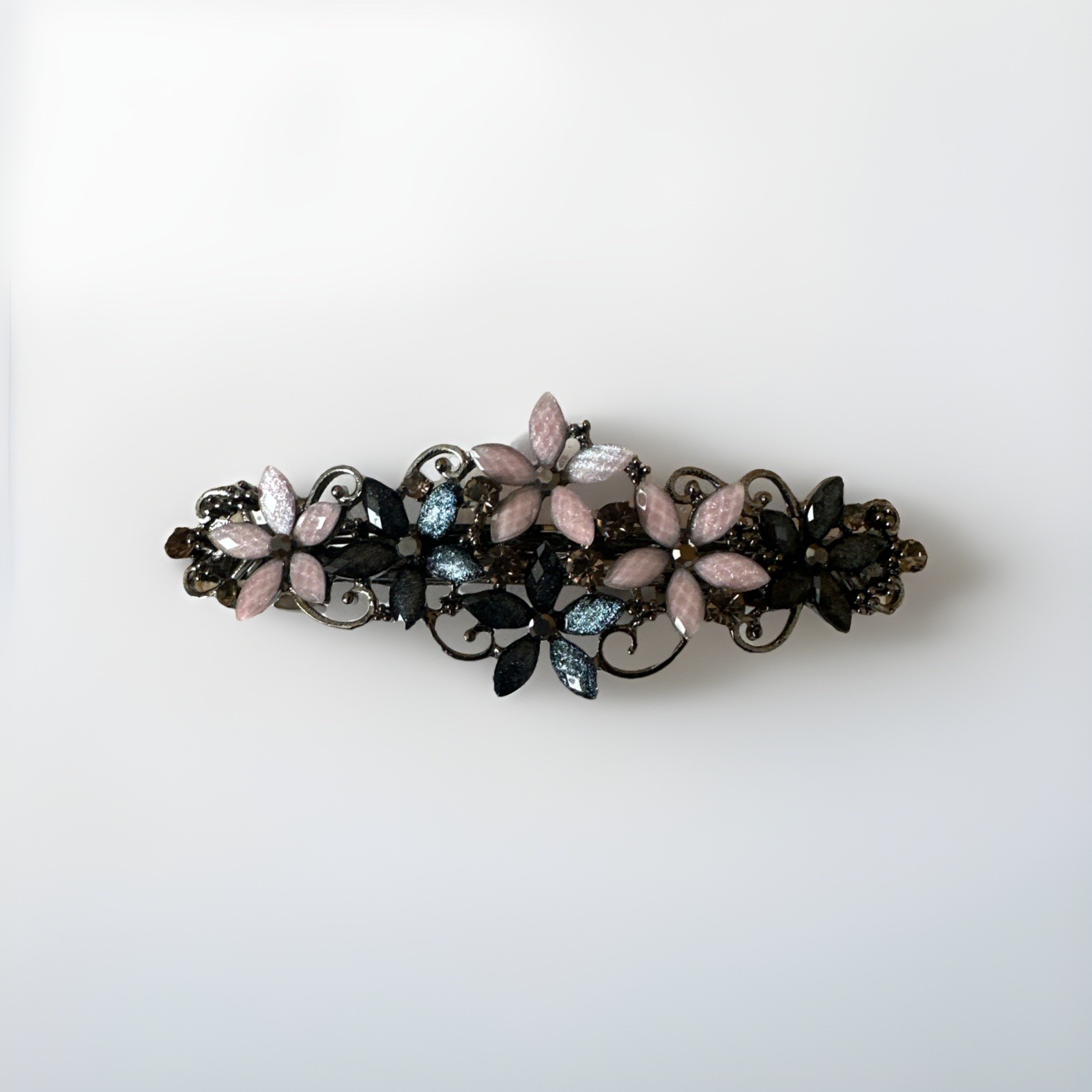 Pink and Blue Floral Hair Barrette