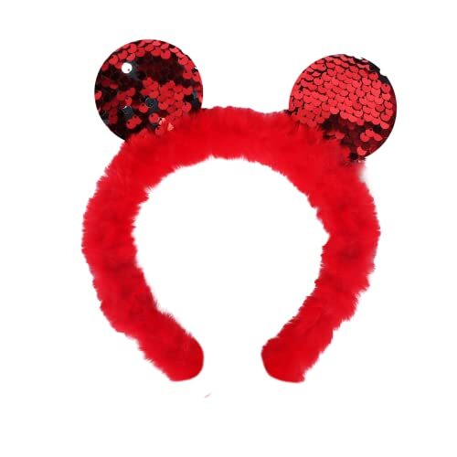Motique Accessories Fur Mouse Ears Headband with Reversible Sequins