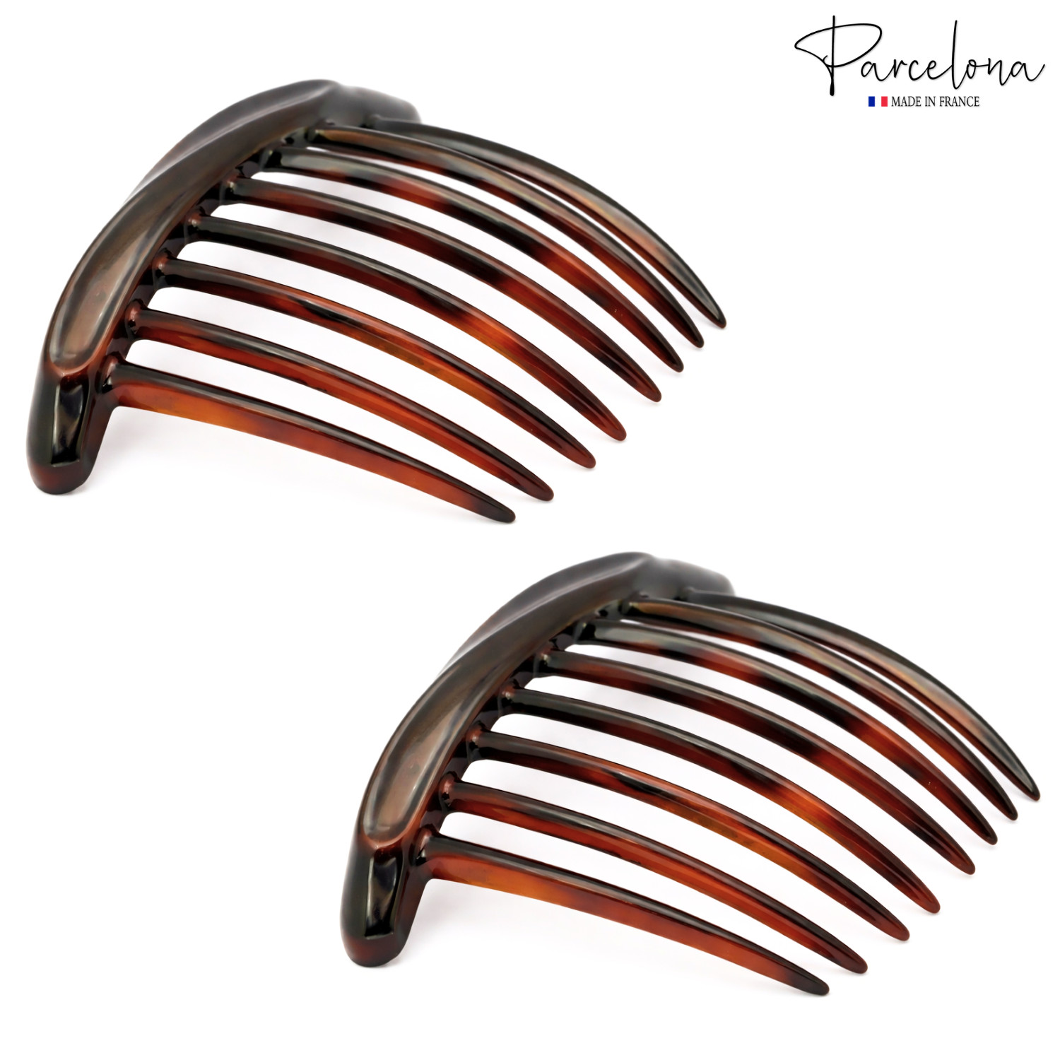 Parcelona Set of 2 French Side Combs Tortoise Shell Hair Slides Bun French Twist
