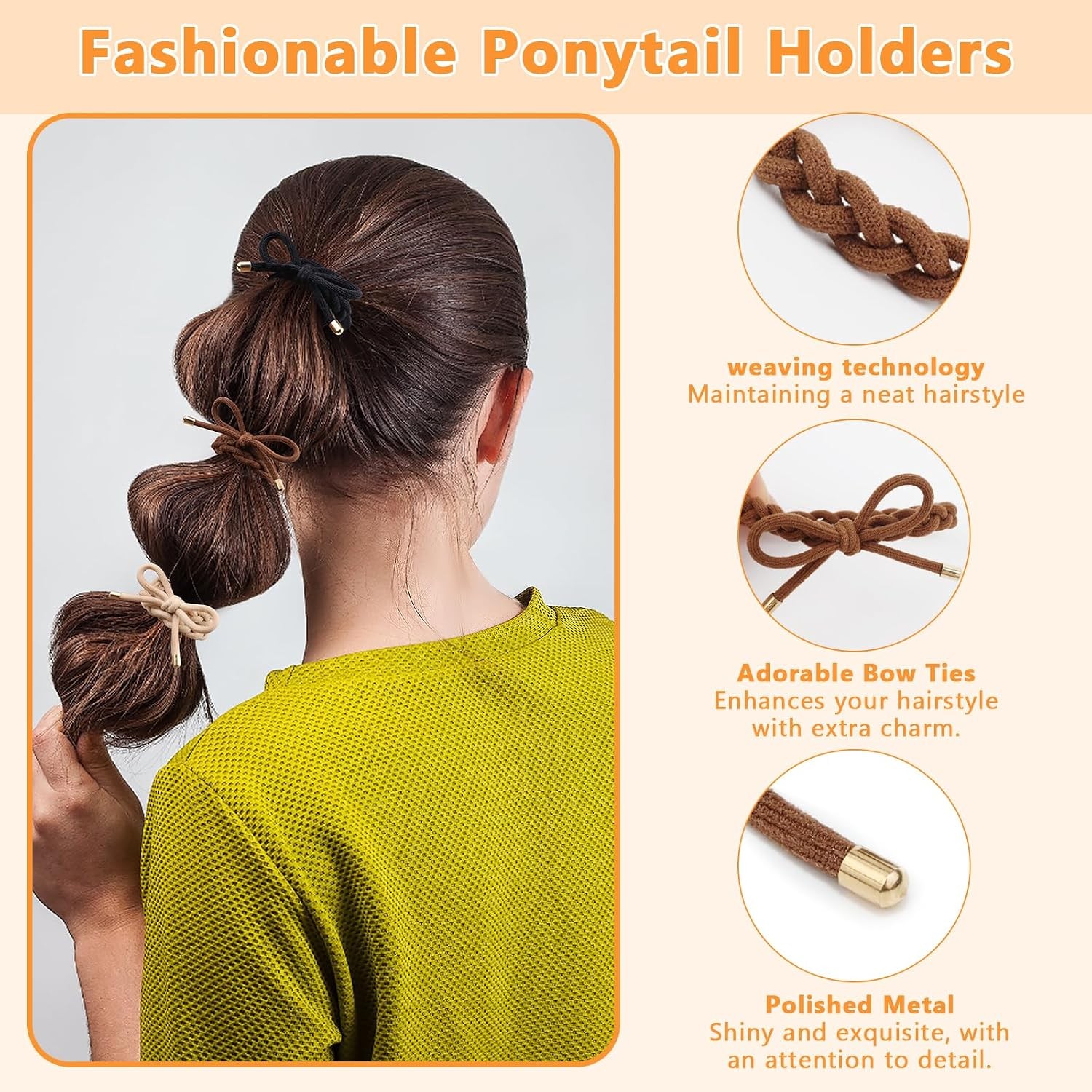 28 Pcs Braided Bow Hair Ties, No Damage Elastic Ponytail Holders 14 Colors