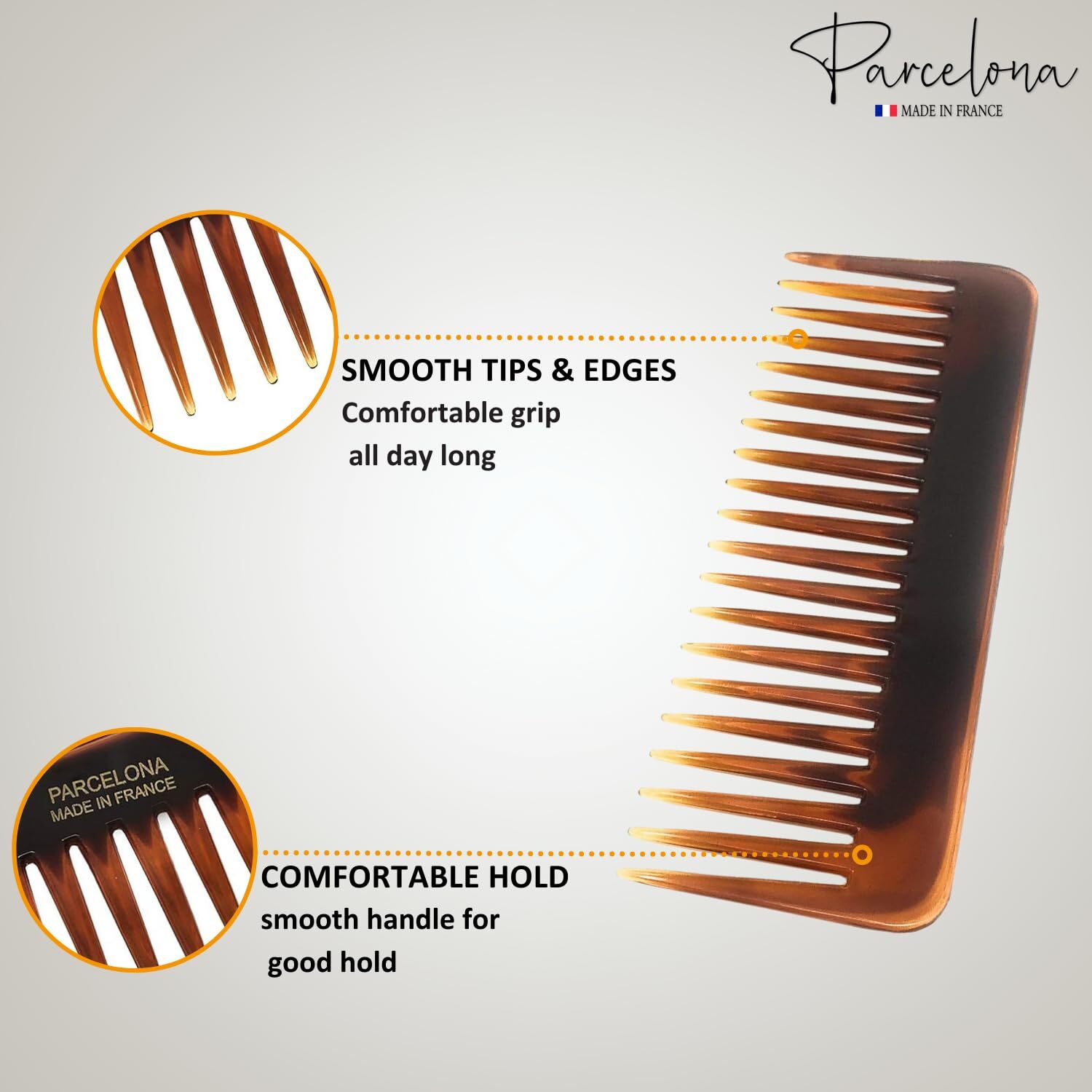 Parcelona French Fluffy Large Tortoise Shell and Black Cellulose Hair Combs(2