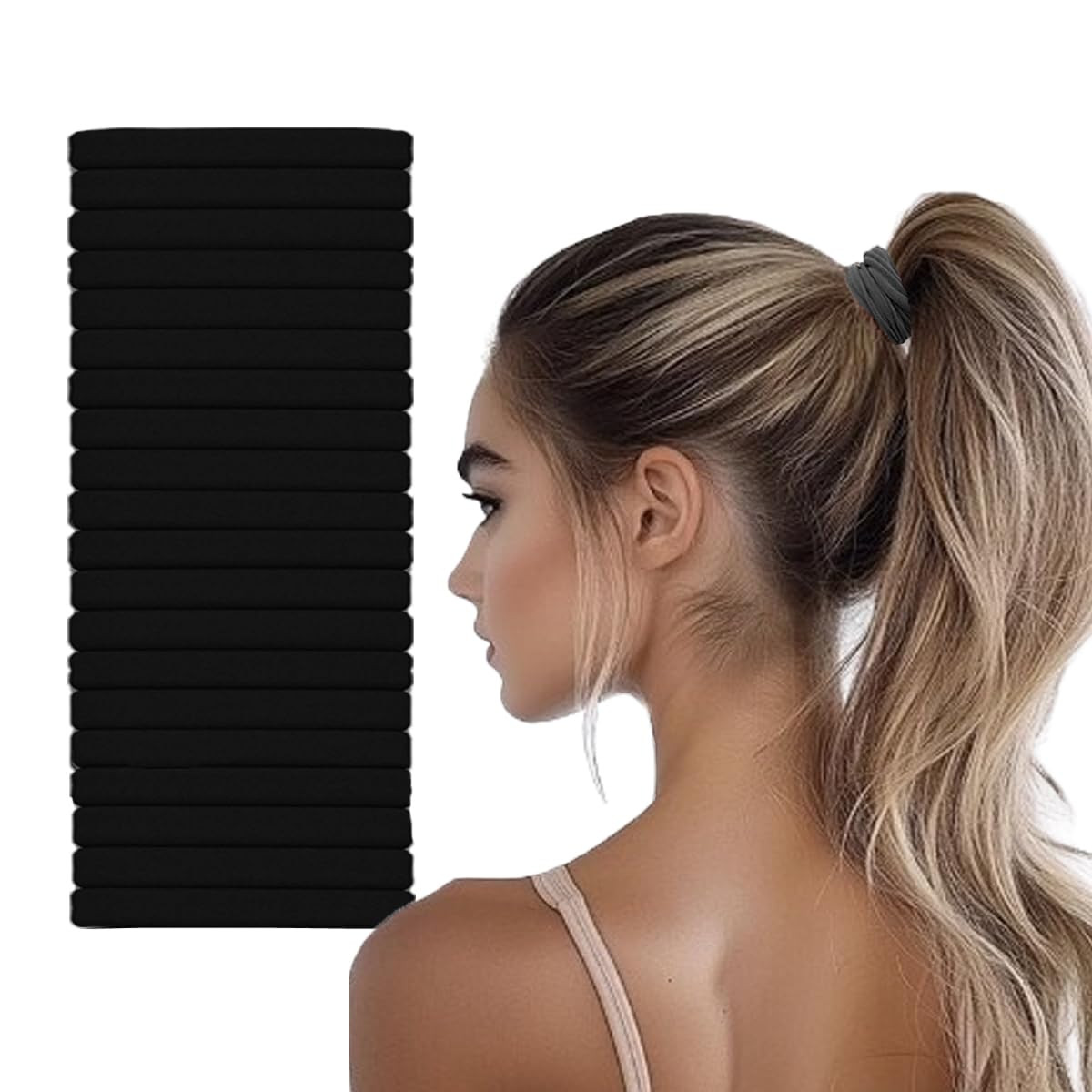 Seamless High Stretch Hair Ties No Damage for Fine Thick Curly Hair | Nylon Pony
