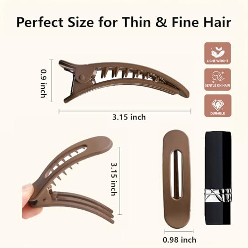 Lahnie Small Flat Hair Clips for Women Girls – 8 Pack Flat Claw Neutral Matte