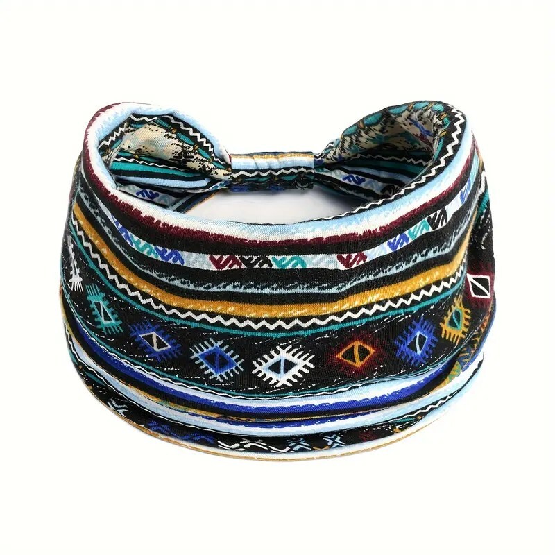 Aztec Bandana Print Boho Headband Yoga Sweatband Hairband Wrap Stretchable
