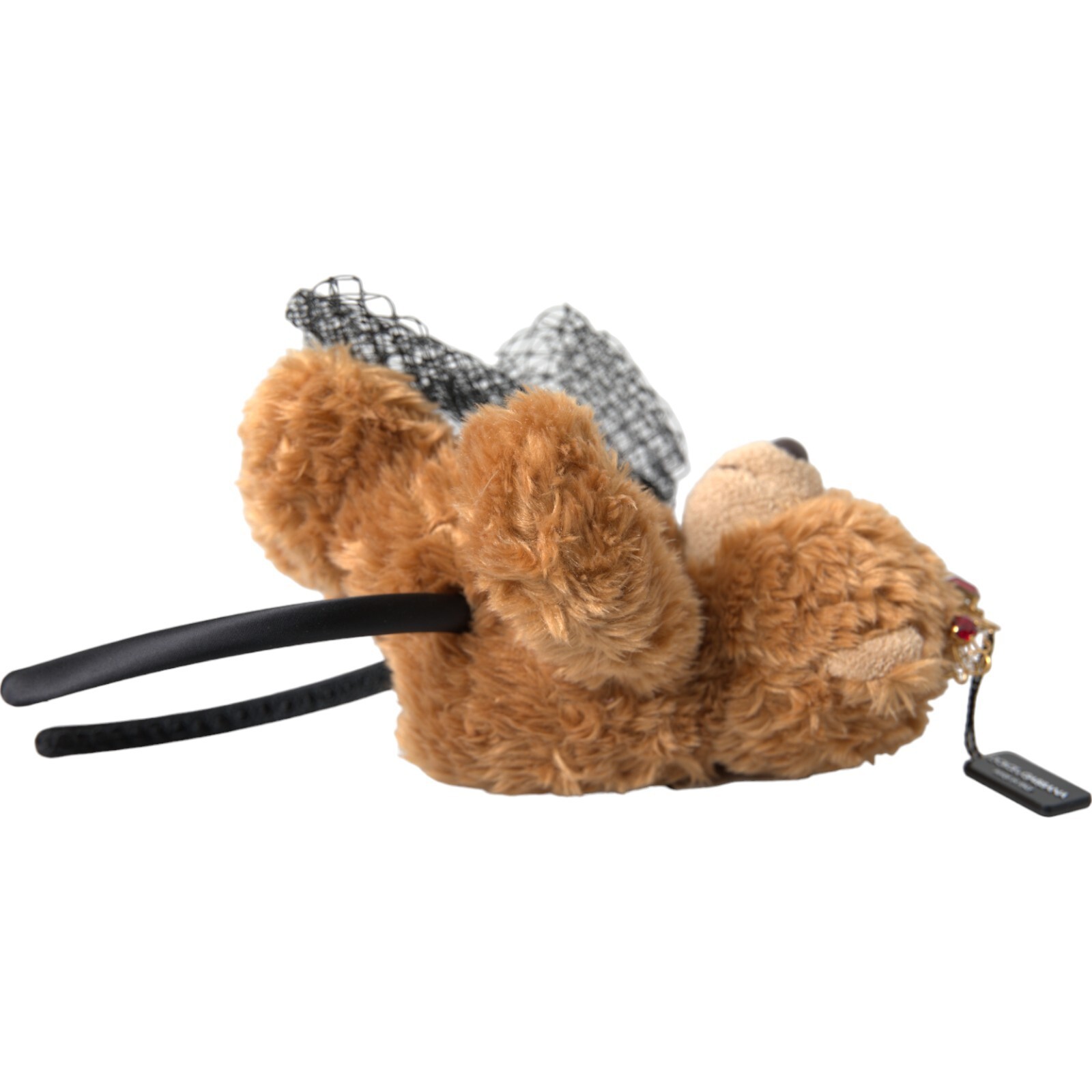 DOLCE & GABBANA Diadem Brown Teddy Bear Gold Crystal Crown Hair Band RRP 1100usd