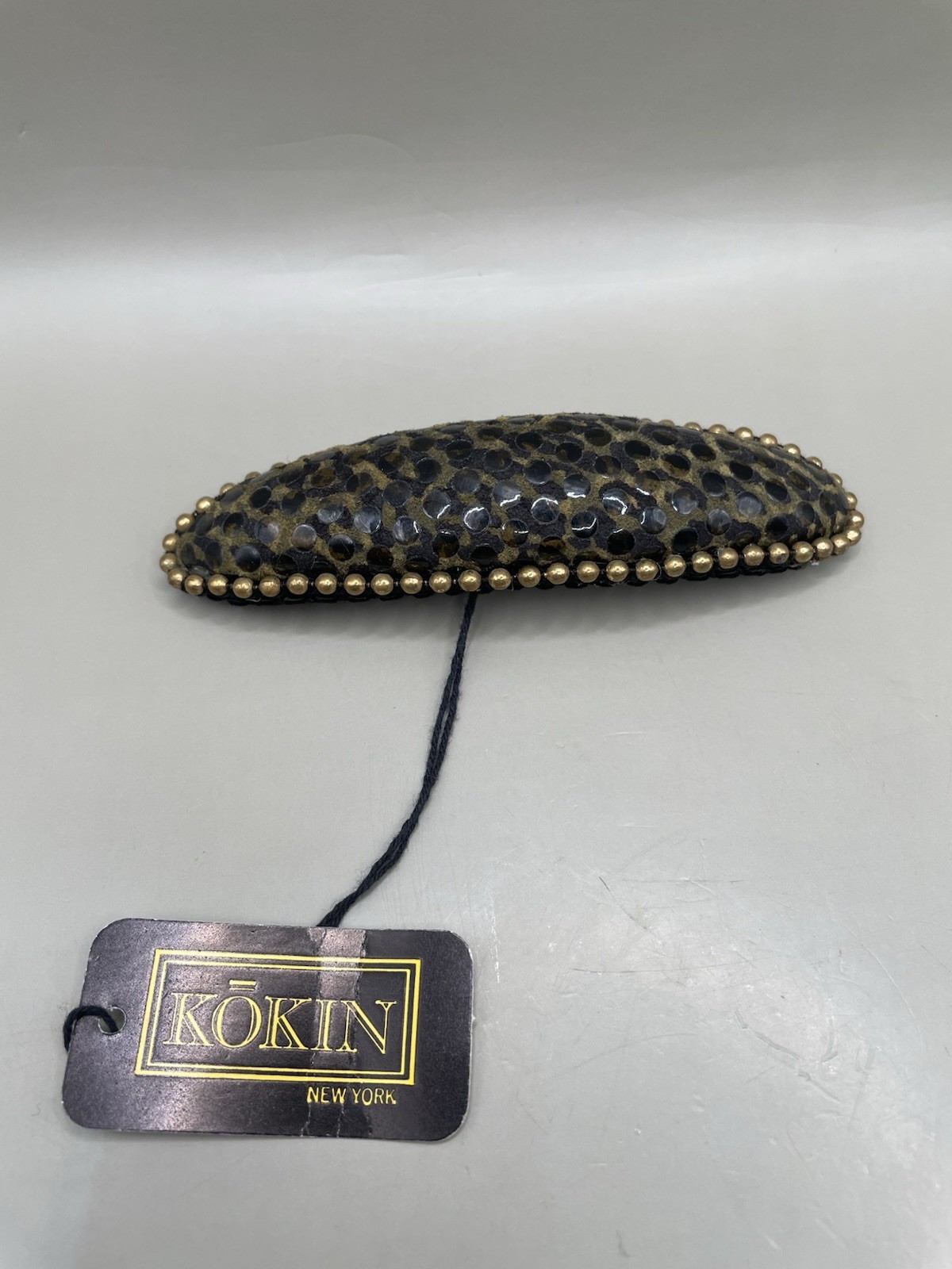 Vintage Kokin Black Gold Hair 4.5” Barrette Made in France NWT