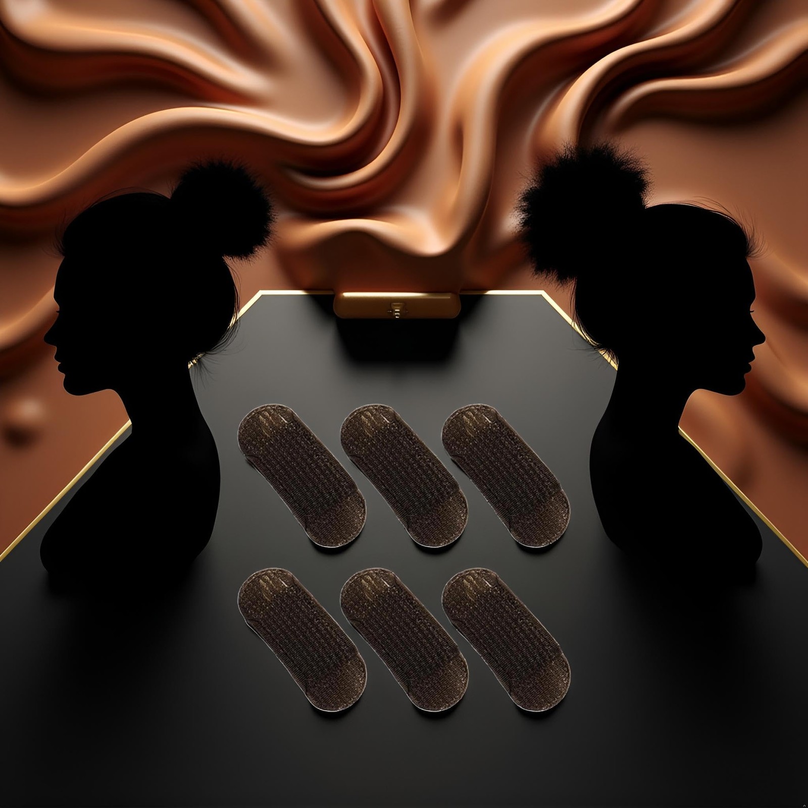 ZhangyiHot 6 Pcs Brown Sponge Volume Hair Bases Inserts Black