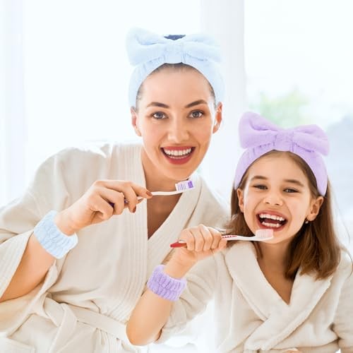 12 PCS Makeup Headband for Women Wrist Washband Pink, Purple, Blue, Green