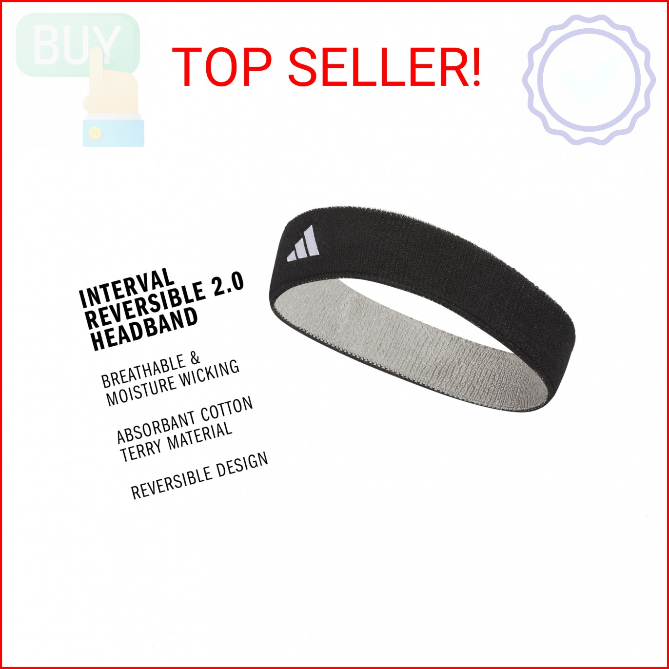 adidas Unisex Interval Reversible Headband – Athletic Sports Sweatband