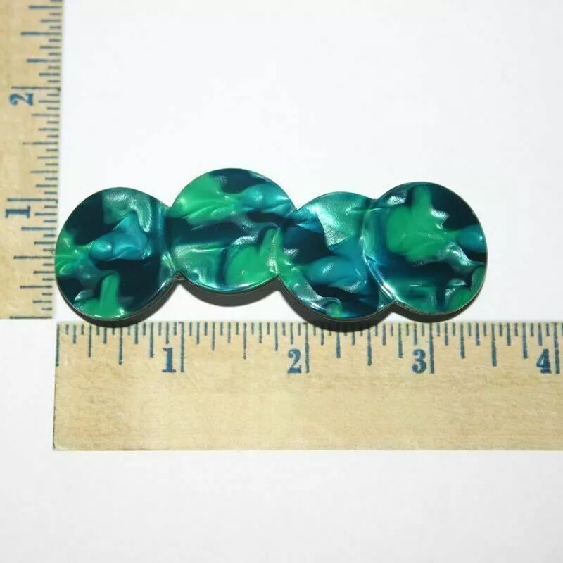 Joined Oval Barrette Metal Hair Clip Marbled Abstract Wahba Boho Made in Italy
