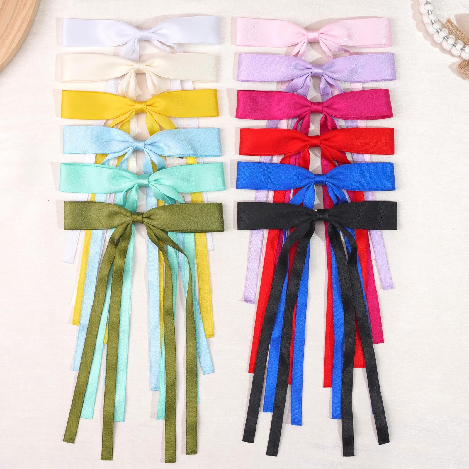 16pcs Hair Bows Clips for Women Satin 1 Count (Pack of 16), 16colors
