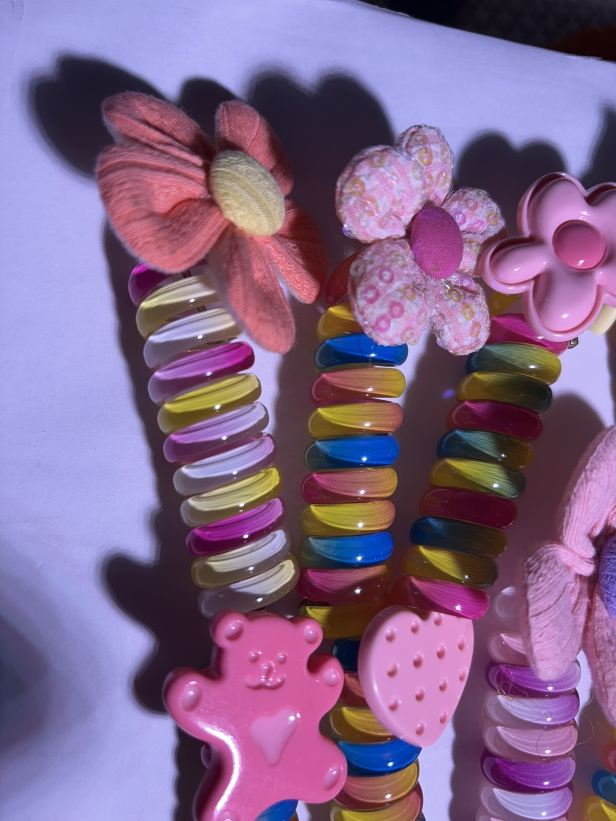(8)-Colorful Telephone Wire Hair Bands for Kids, Bowknot Braided Spiral Hair Tie
