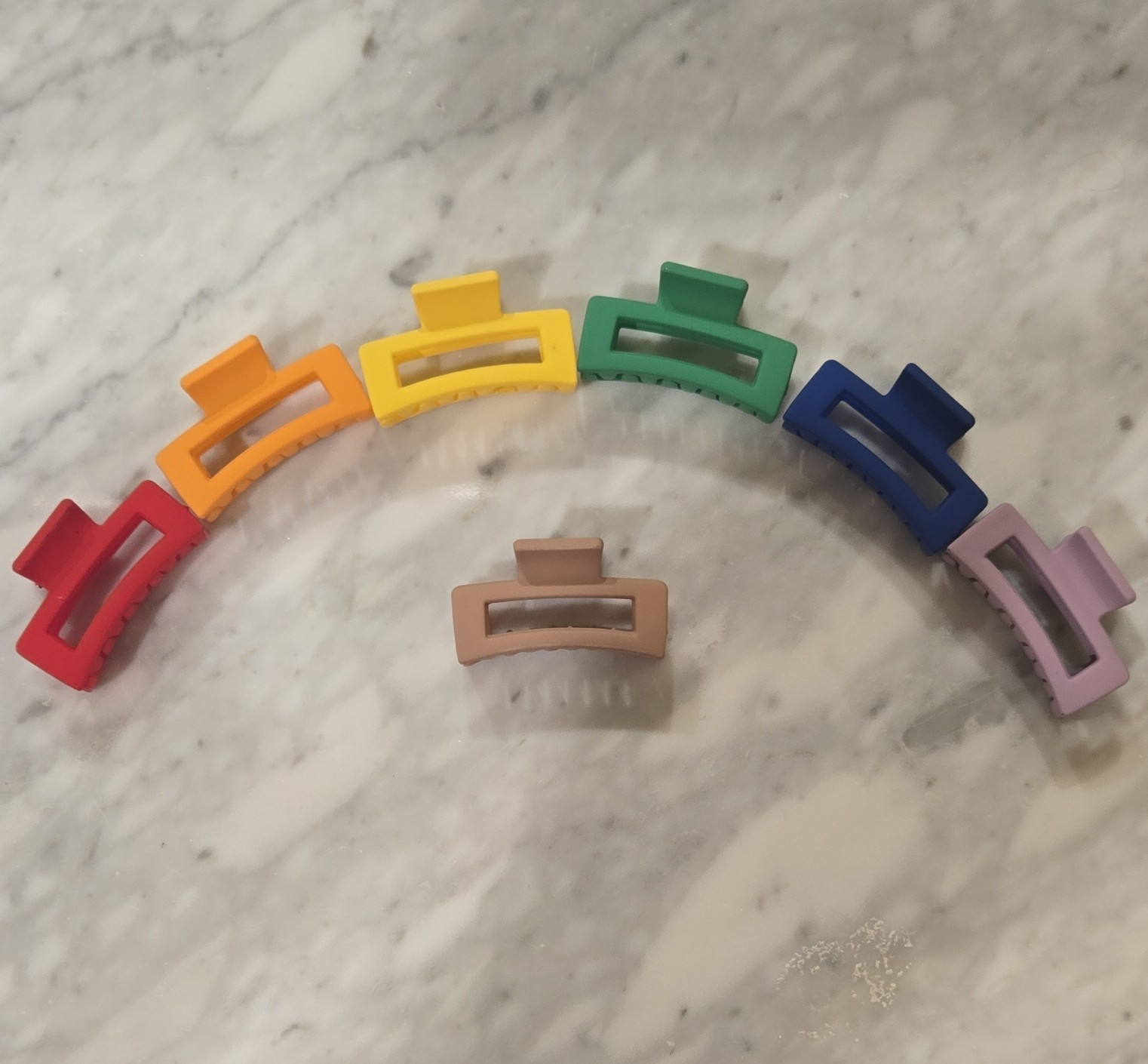Lot of 7 Mini Plastic Hair Claw Clips, Multicolor Solid Set Rainbow Pride