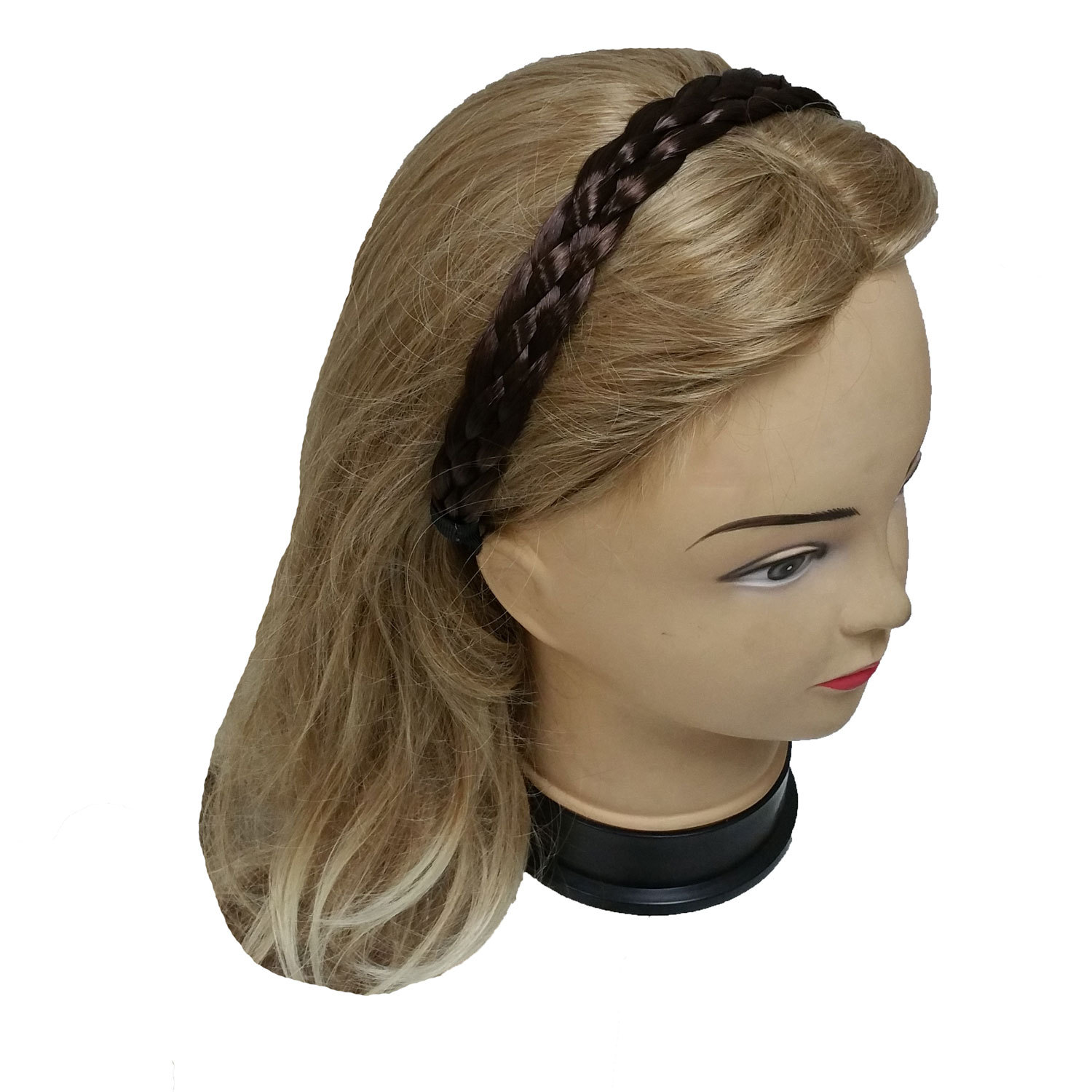 Synthetic Hair Band Plaited Headband Braided with Elastic 3/4″~1″ Wide