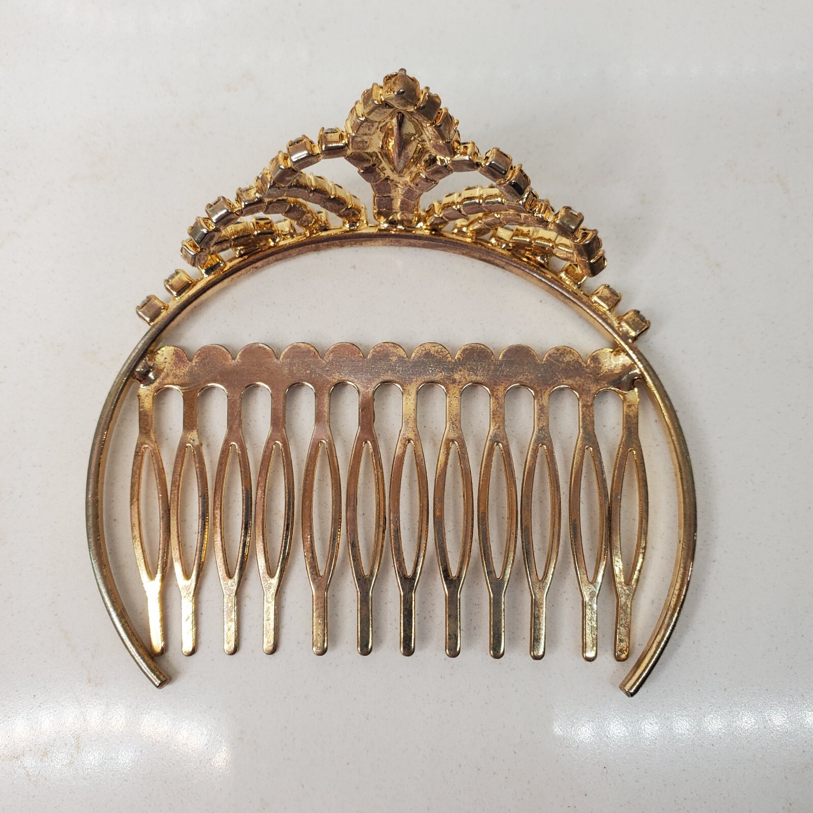 Hair Comb Rhinestone Crown Bun Decoration Marquis Cut Main Princess Queen Royal