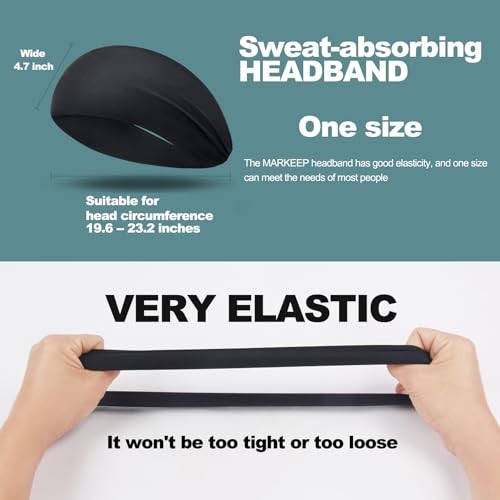 Running Headbands for Men（4 or 6 Pack, Mens Stretchy One Size （4pack）Black