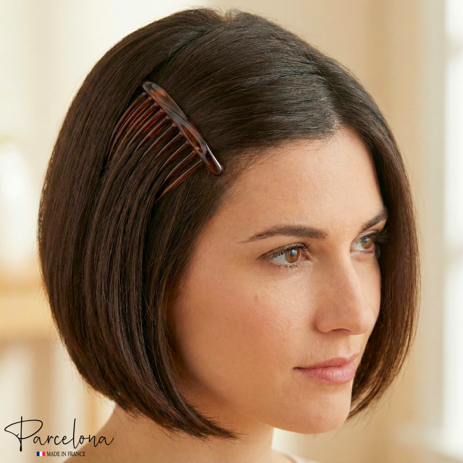 Parcelona Set of 2 French Side Combs Tortoise Shell Hair Slides Bun French Twist