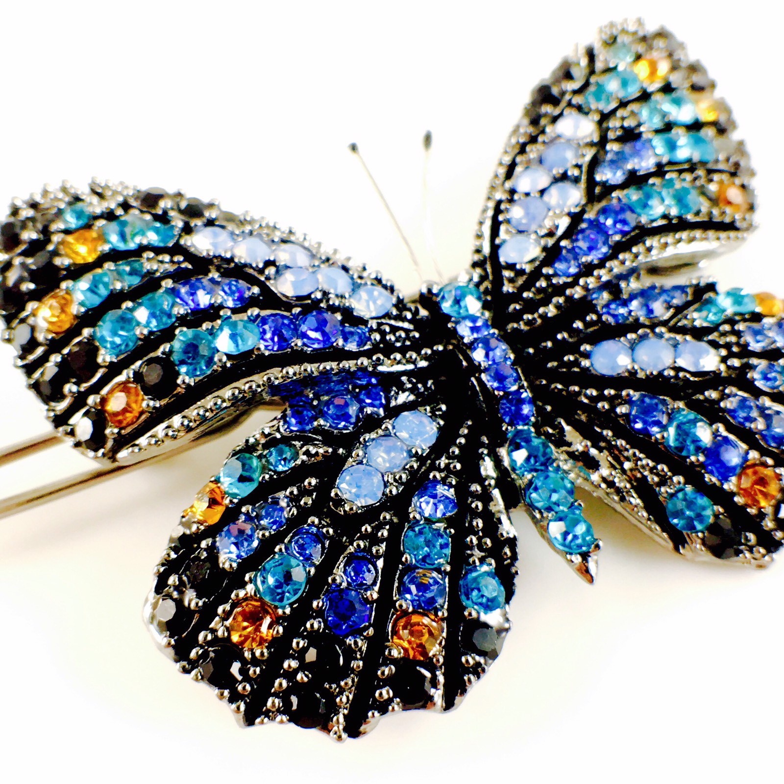 USA BUTTERFLY Hair Clip Hairpin use Swarovski Crystal Elegant Unique Blue B-2