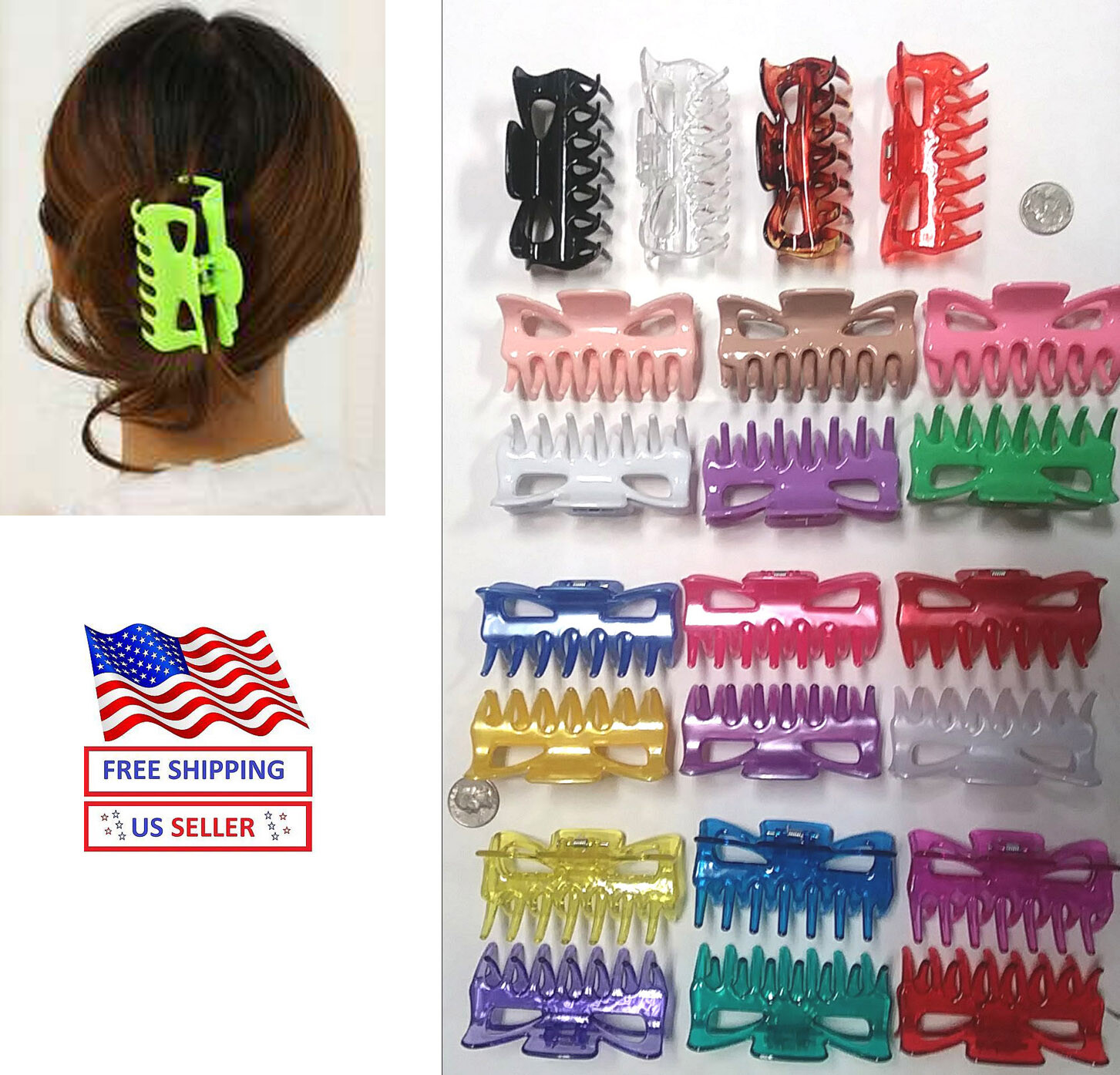 Lot of 6,12,24 -3.5″ (90MM) Women Plastic Hair Claws Hair Clips Accessory-HC90