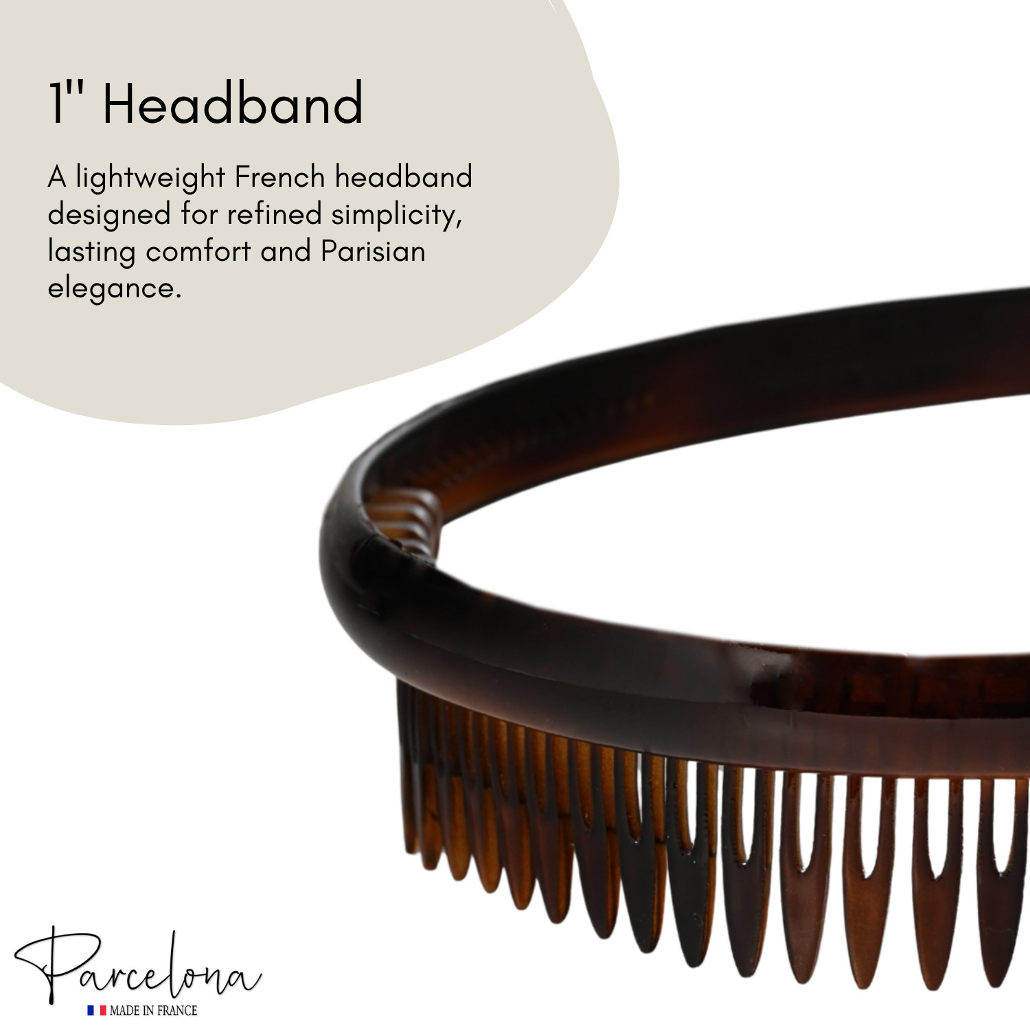 Parcelona Lyon French Tortoise Shell Cellulose Acetate Headband for Women and