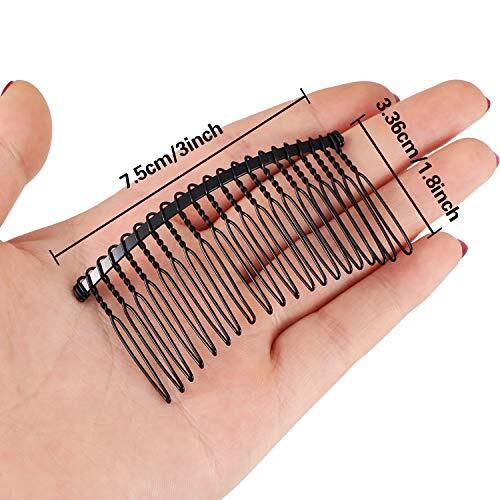 5 Pieces 20 Teeth Hair Clip Combs Metal Wire Hair 5 Count (Pack of 1) Black