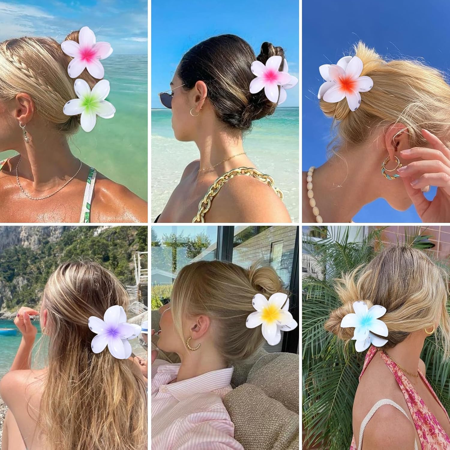 Flower Hair Clips 6 PCS Hawaiian Claw Clips for Vacation Hibiscus Hair Claw Clip