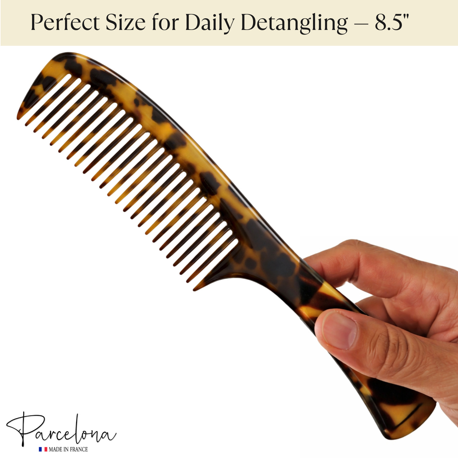 Parcelona French Wide Tooth Detangling Comb Cellulose Acetate Hair Comb Clip