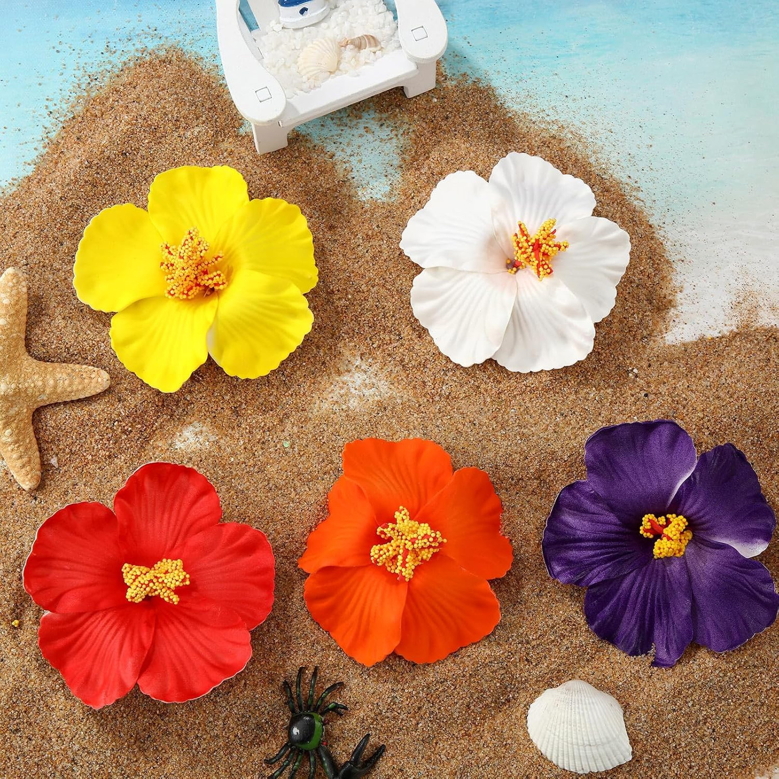 Hawaiian Flower Hair Clips 10 Pcs for Women, Plumeria Hibiscus Hair Accessories