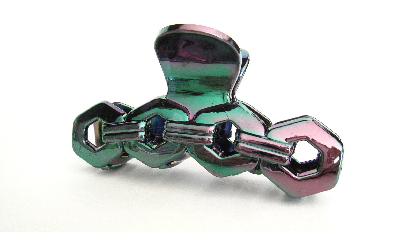 Metallic iridescent multi colored acrylic hair claw clip for long fine hair