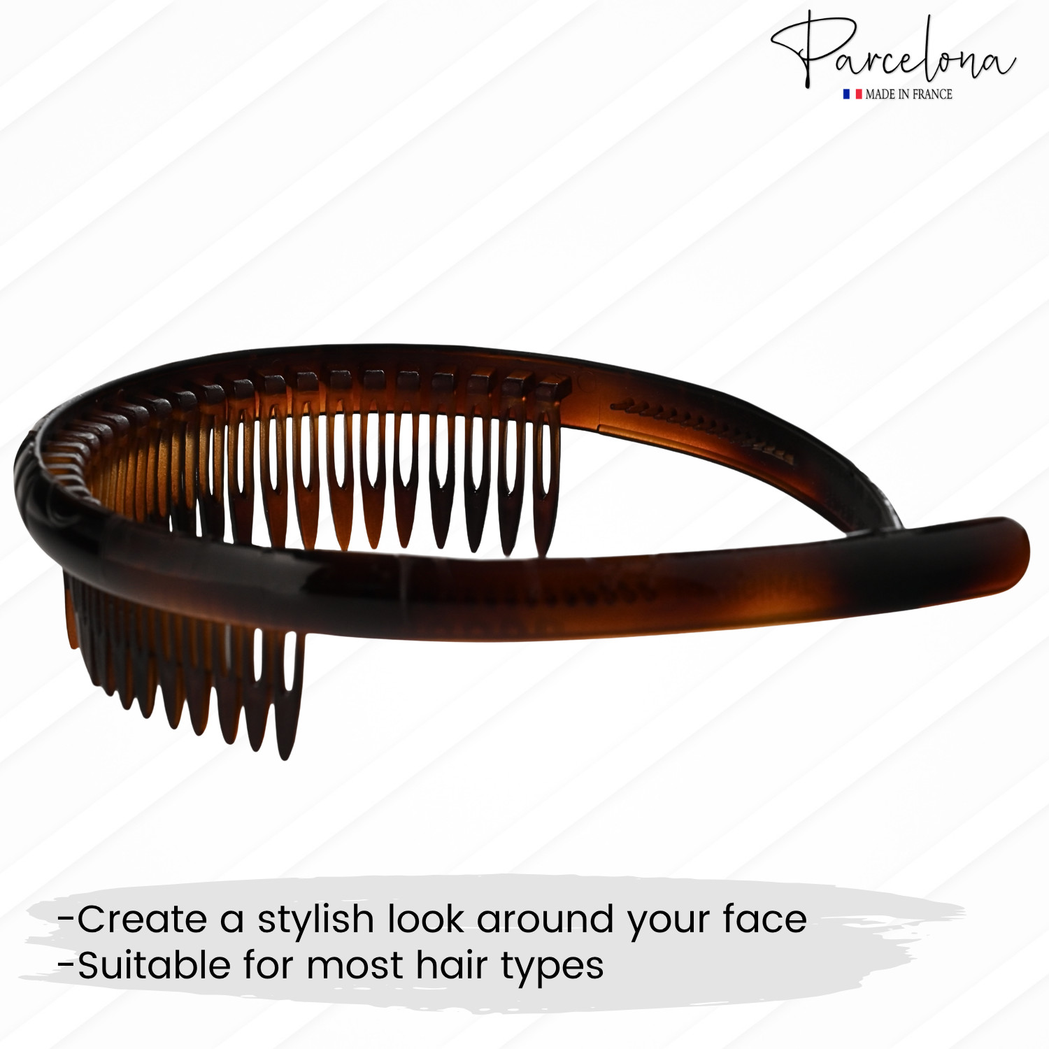 Parcelona Lyon French Tortoise Shell Cellulose Acetate Headband for Women and