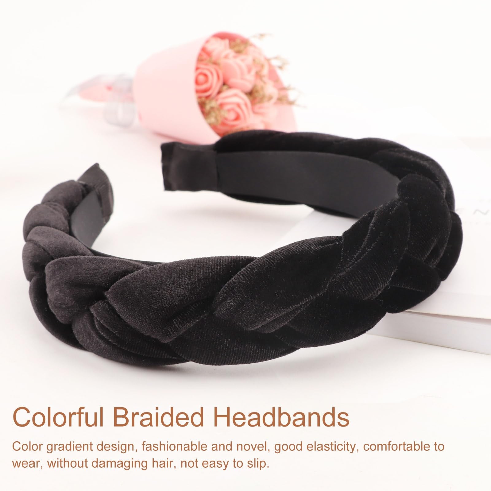 DRESHOW Braided Headbands 1 Count (Pack of 1), 01 Pc Velvet Braided: Black