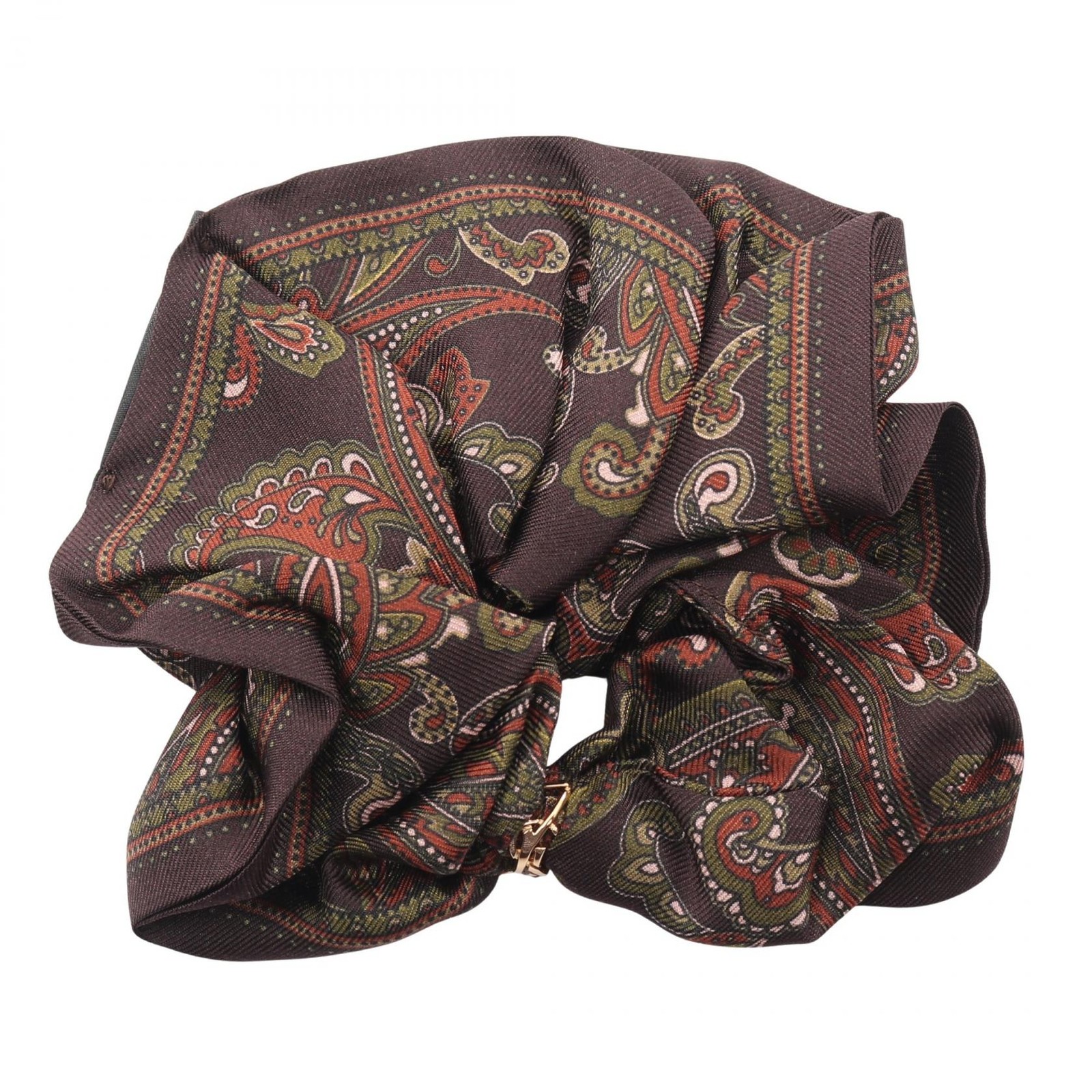 SAINT LAURENT PARIS YSL Monogram Scrunch 8332833Y0012565 silk Brown NEW Women