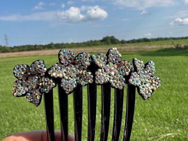 1 New Flowers Hair Comb w Shinny Crystals Hair Jewelry Accessories US Seller