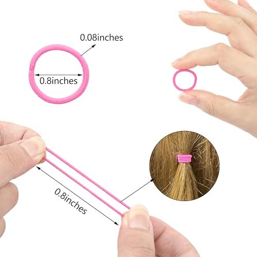 CÉLLOT 360PCS Pink Baby Hair Ties, 2cm in Diameter No Crease Pink(for Baby)
