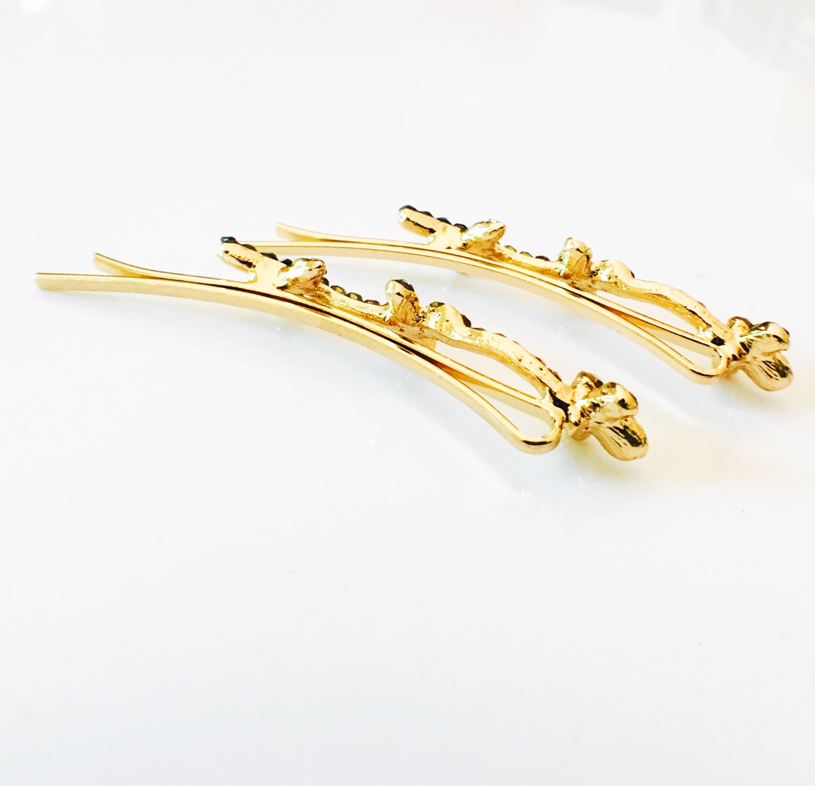 USA SELLER Bobby Pin Rhinestone Crystal Hair Clip Hairpin Leaf Gold Purple H41