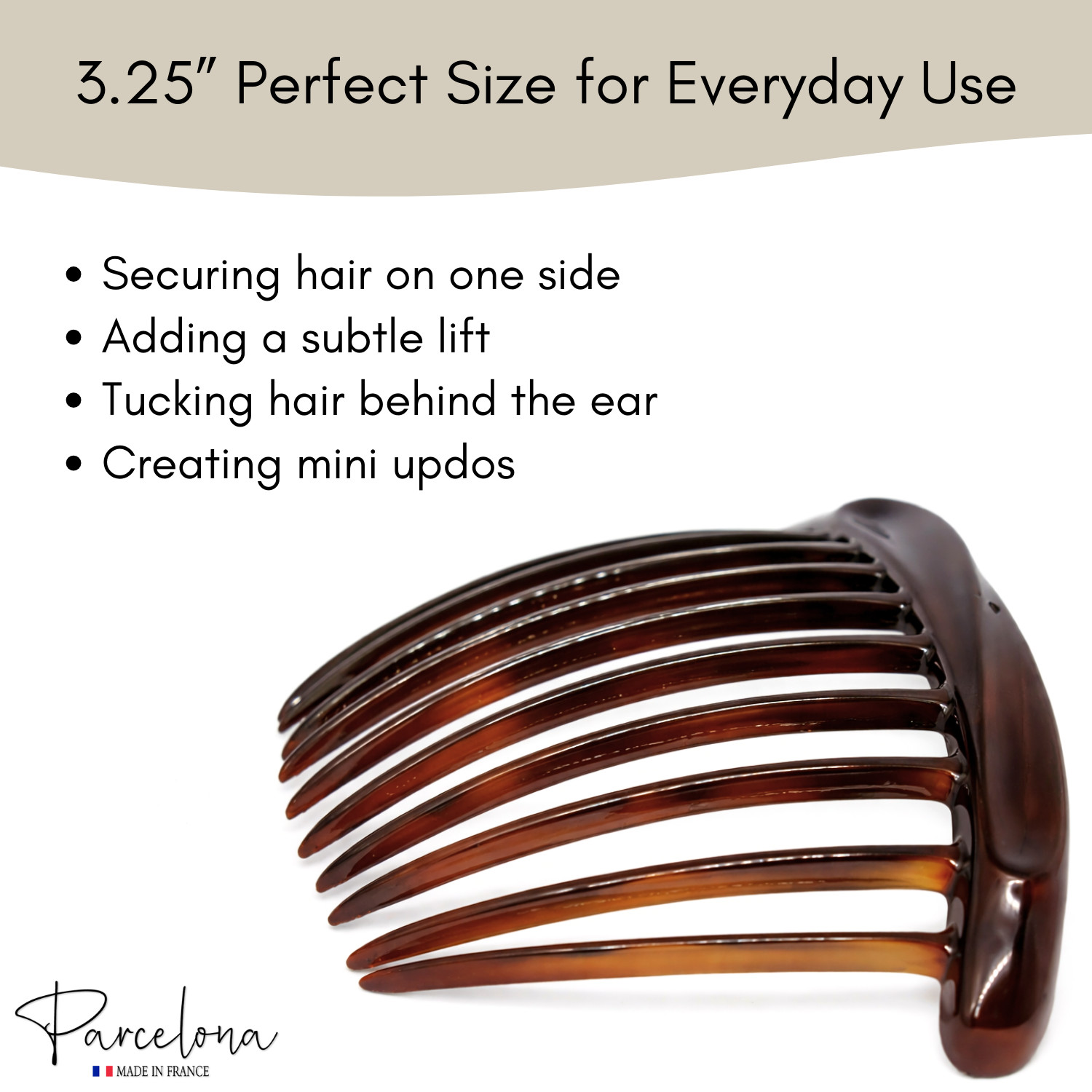 Parcelona Set of 2 French Side Combs Tortoise Shell Hair Slides Bun French Twist